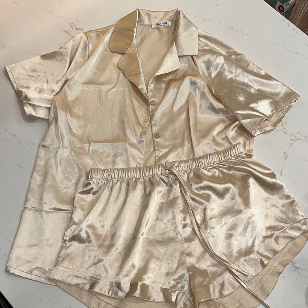 Satin Champagne Pajama Set